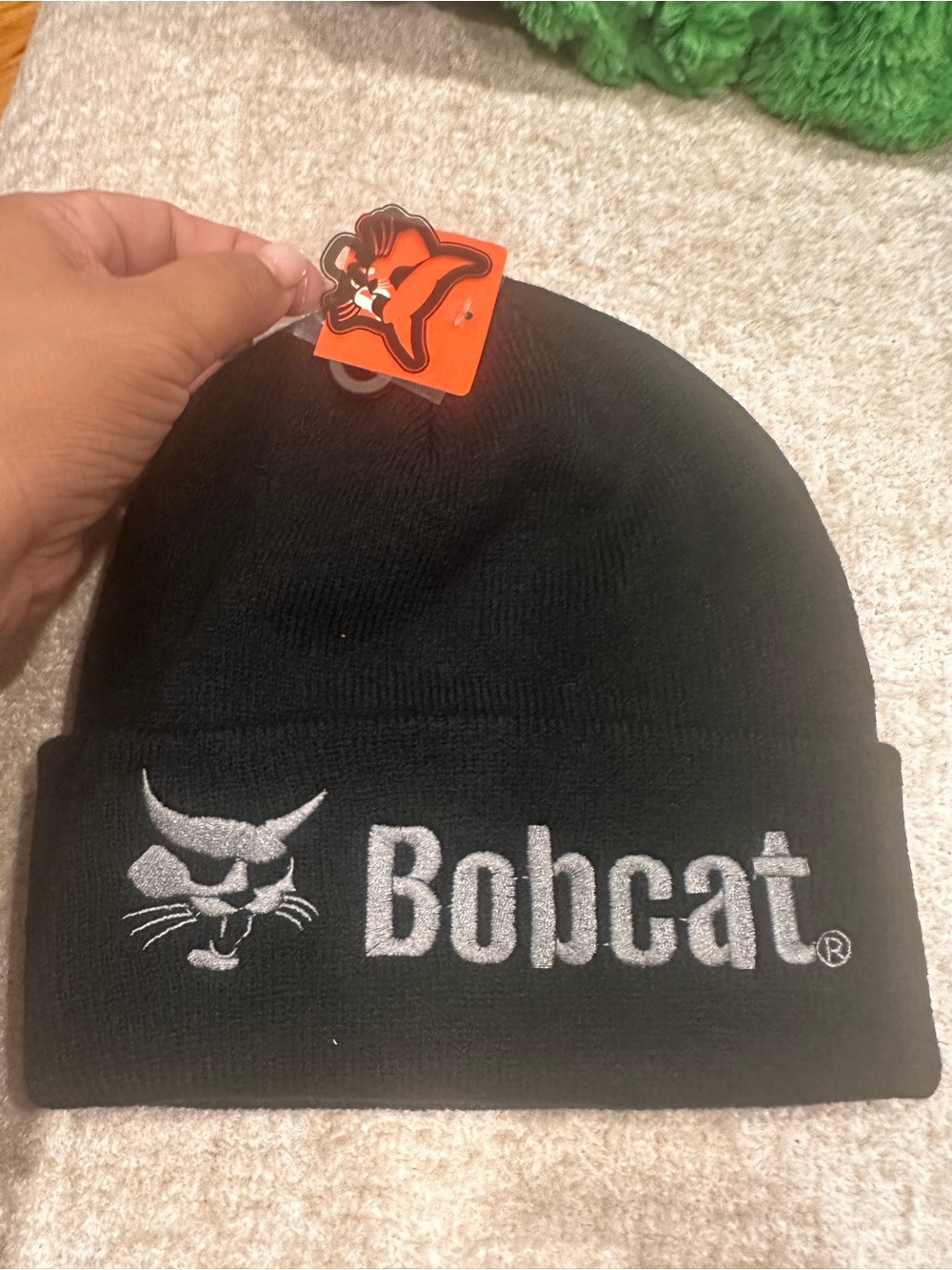 Black Embroidered Cuffed Beanie
